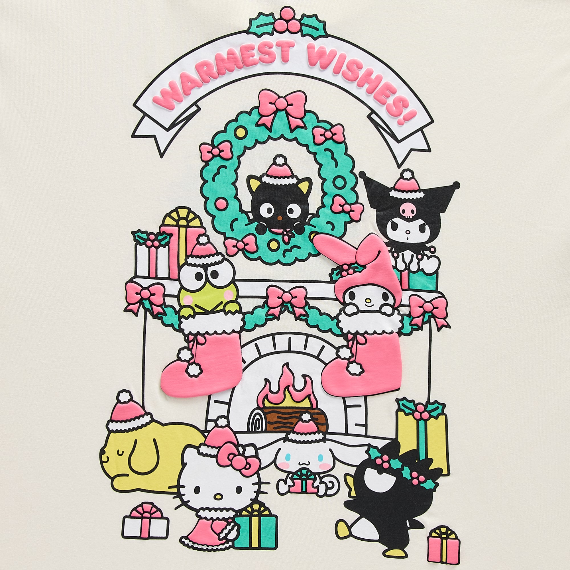 Sanrio Holiday Oversized Tee Womens Juniors Crew Neck Short Sleeve Hello Kitty Graphic T-Shirt