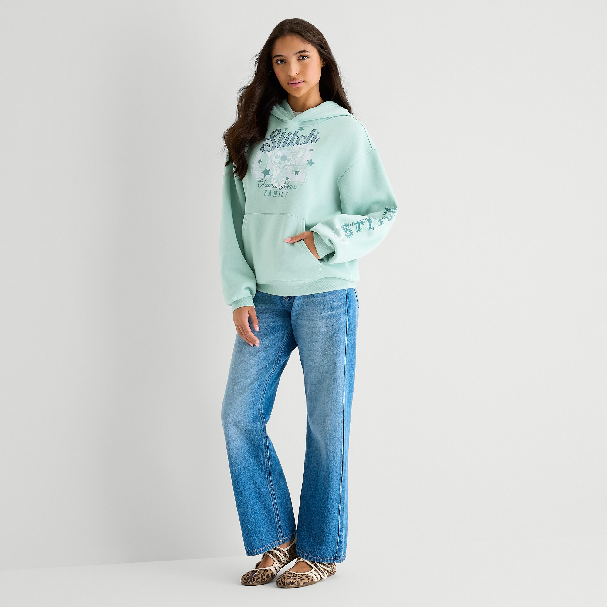 Stitch Hoodie Womens Long Sleeve Embroidered Fleece