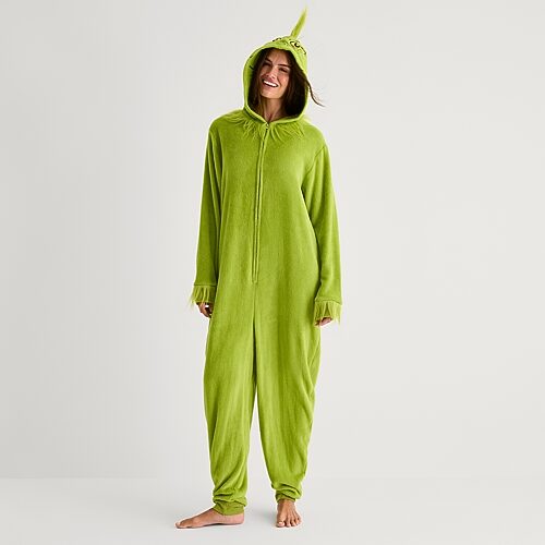 Dr. Seuss Unisex Adult Grinch Long Sleeve Pajama Set In Green