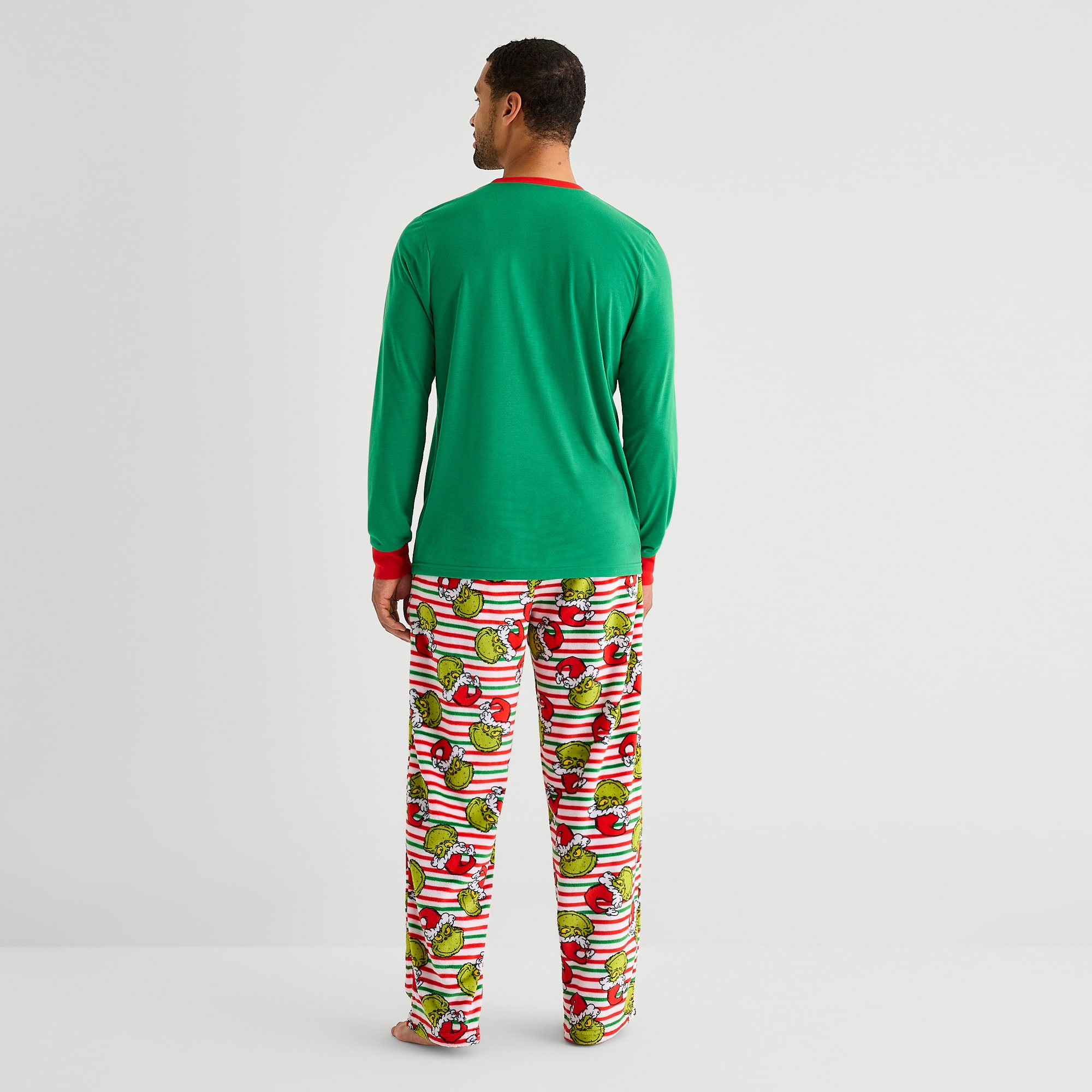 Mens Grinch Long Sleeve 2-pc. Pajama Set