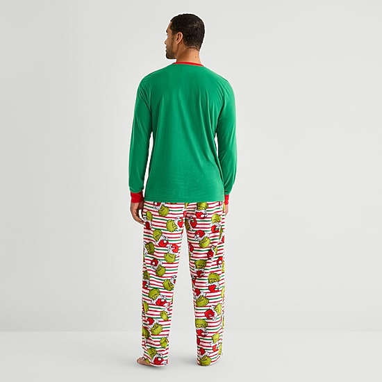 Mens Dr. Seuss Grinch Long Sleeve 2-pc. Matching Family Pajama Set