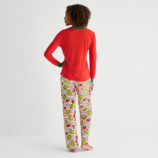 Womens Dr. Seuss Grinch Long Sleeve 2-pc. Matching Family Pajama Set