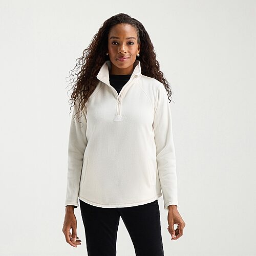 St. John's Bay Womens Tall Mock Neck Long Sleeve Quarter-zip Pullover In White