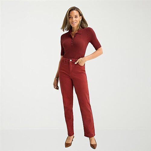 Liz Claiborne Lana Womens Tall High Rise Straight Leg Jean, 16 Tall, Brown