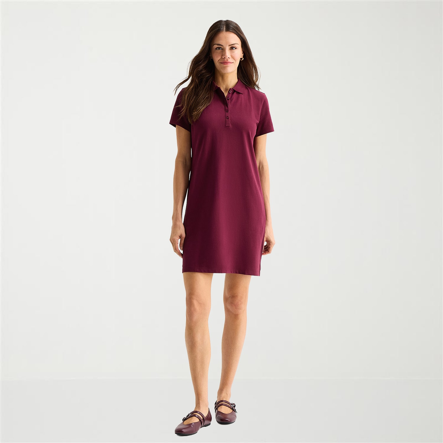 St. John's Bay Womens Short Sleeve Plaid A-Line Dress
