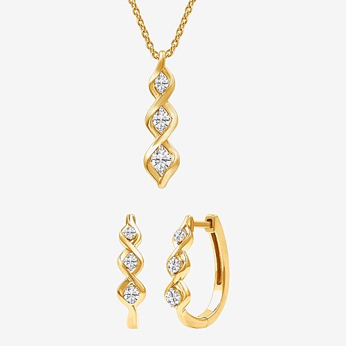 Yes, Please! Womens Lab Created White Sapphire 14K Gold Over Brass 2-pc. Jewelry Set, One Size, White
