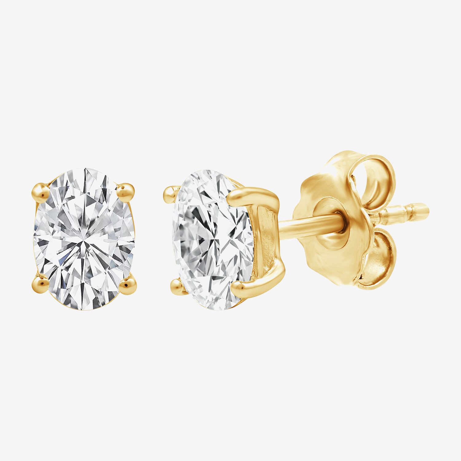 Timeless Yes, Please! Womens Lab Created White Sapphire 14K Gold Over Brass 3 Pair Earring Set