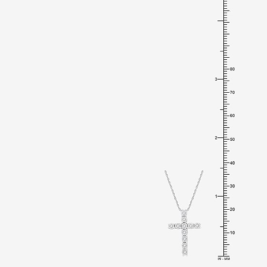 Timeless Religious Jewelry Yes, Please! (F / Si1-Si2) Womens 1/10 CT. T.W. Lab Grown White Diamond Pure Silver Over Brass Cross 18 Inch Pendant Necklace