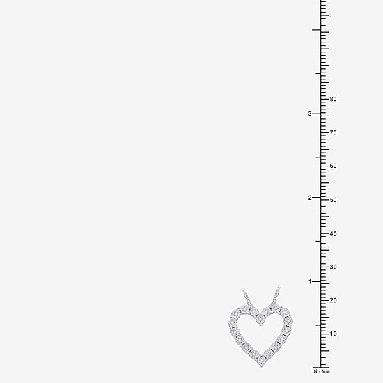 Timeless Yes, Please! (F / Si1-Si2) Womens 1/10 CT. T.W. Lab Grown White Diamond Pure Silver Over Brass Heart 18 Inch Pendant Necklace