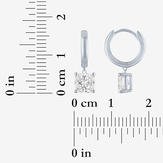 G-H / Si2-I1 Womens 1 1/2 CT. T.W. Lab Grown White Diamond Sterling Silver 17.2mm Cushion Hoop Earrings