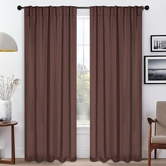 SUPERIOR® Solid Back Tab Energy Saving Room Darkening Set of 2 Curtain Panel
