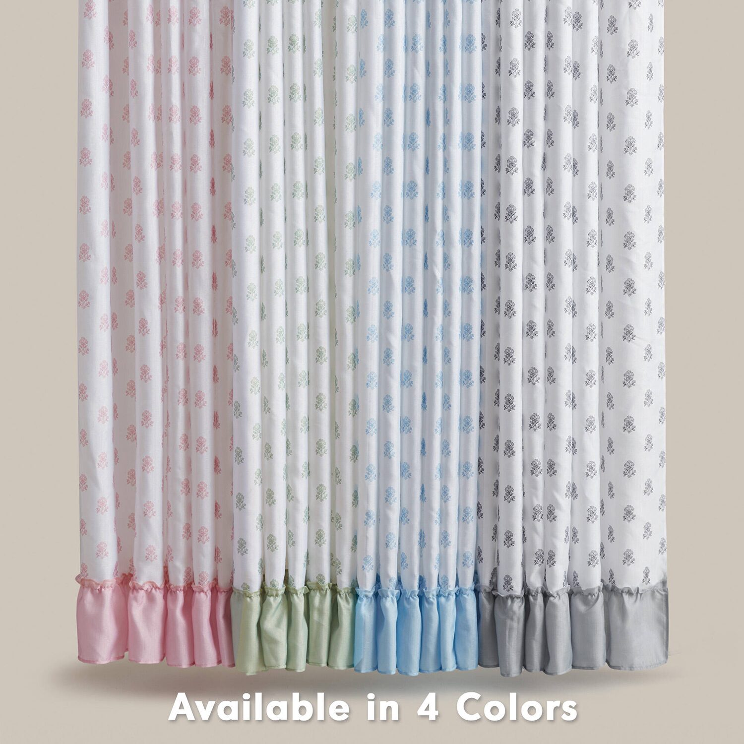 Intelligent Design Savanna Floral Ruffle Shower Curtain with 12 Roller Ball Hooks