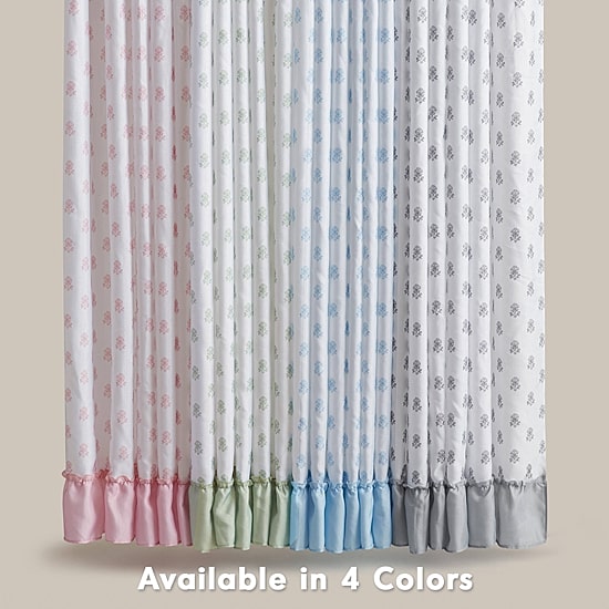 Intelligent Design Savanna Floral Ruffle Shower Curtain with 12 Roller Ball Hooks