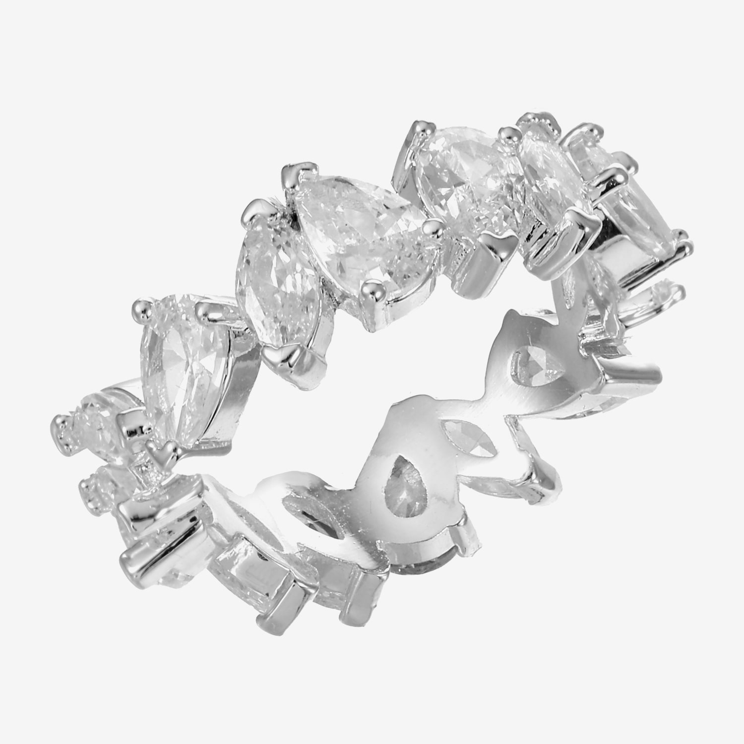 Sparkle Allure Womens 12MM Cubic Zirconia Pure Silver Over Brass Pear Band