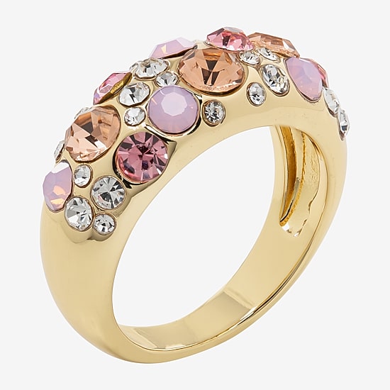 Sparkle Allure Womens 4.5MM Pink Cubic Zirconia 14K Gold Over Brass Round Band