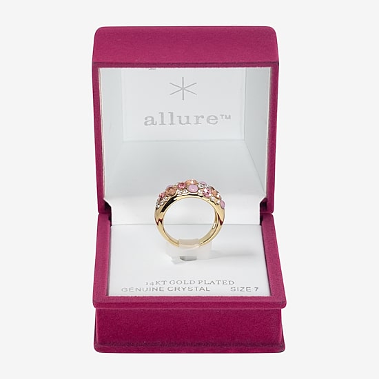 Sparkle Allure Womens 4.5MM Pink Cubic Zirconia 14K Gold Over Brass Round Band