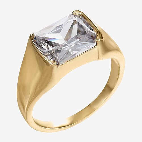 Sparkle Allure Womens Cubic Zirconia 14K Gold Over Brass Cocktail Ring, 9, Yellow