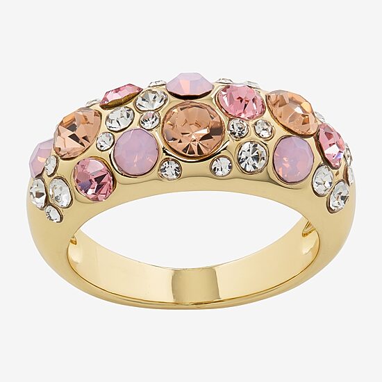 Sparkle Allure Womens 4.5MM Pink Cubic Zirconia 14K Gold Over Brass Round Band