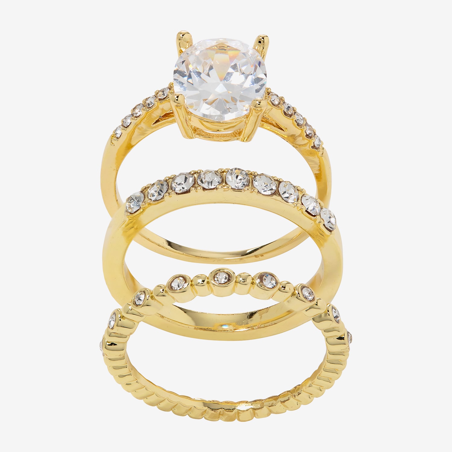 Sparkle Allure Womens Cubic Zirconia 14K Gold Over Brass Round Ring Set