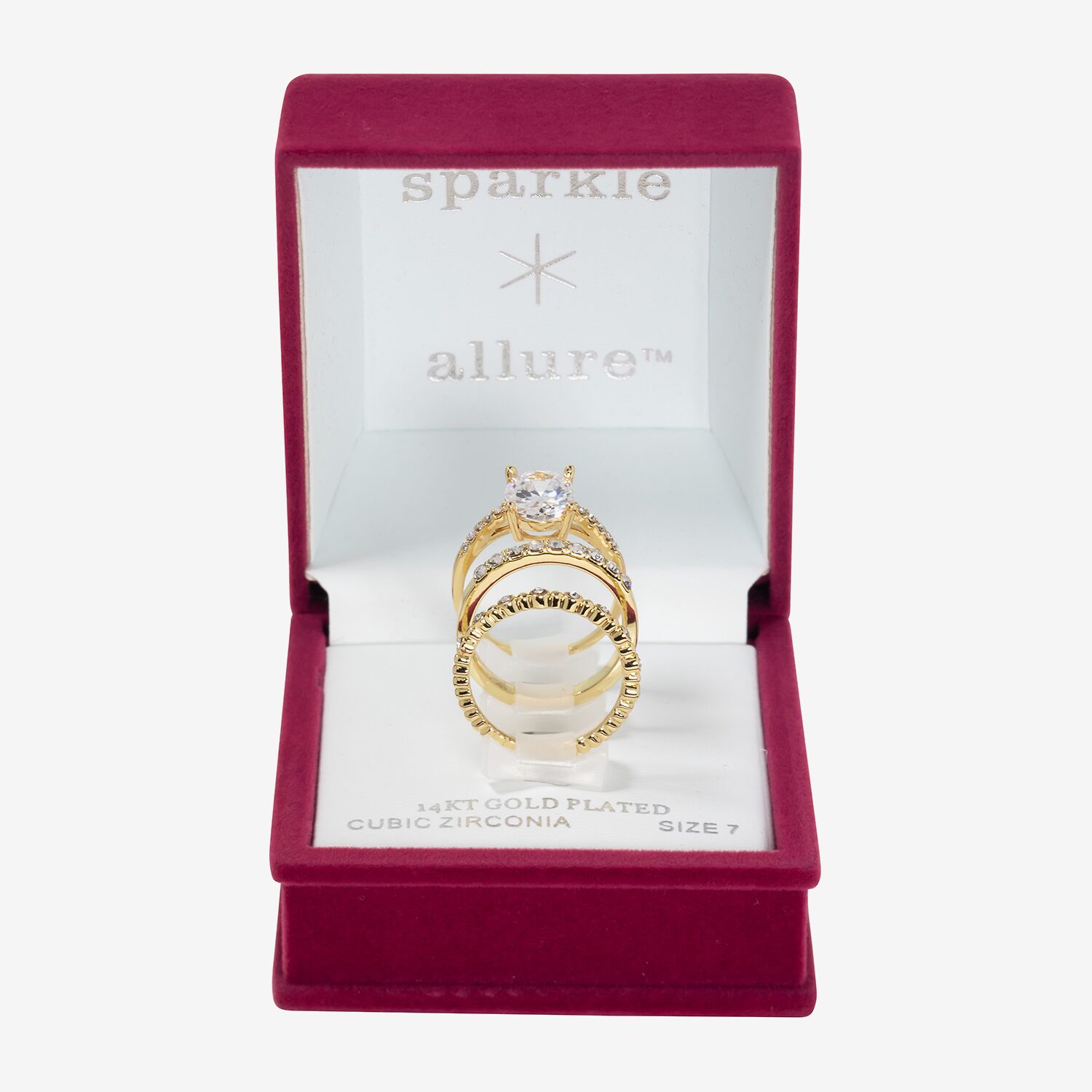 Sparkle Allure Womens Cubic Zirconia 14K Gold Over Brass Round Ring Set