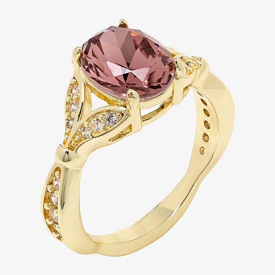 Sparkle Allure Womens Purple Cubic Zirconia 14K Gold Over Brass Oval Cocktail Ring