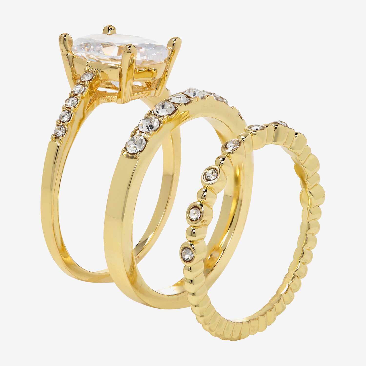Sparkle Allure Womens Cubic Zirconia 14K Gold Over Brass Round Ring Set