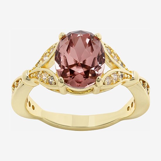 Sparkle Allure Womens Purple Cubic Zirconia 14K Gold Over Brass Oval Cocktail Ring