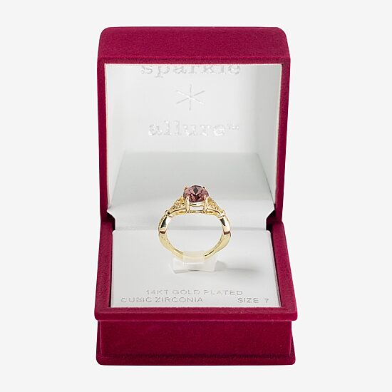 Sparkle Allure Womens Purple Cubic Zirconia 14K Gold Over Brass Oval Cocktail Ring