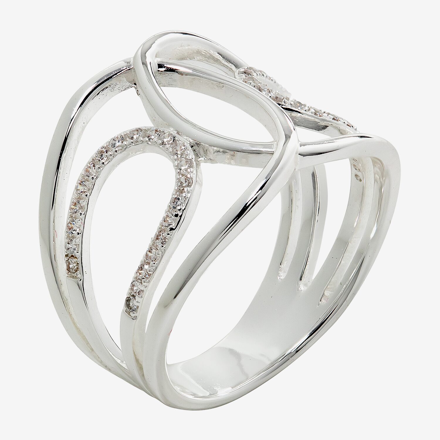 Sparkle Allure Womens Cubic Zirconia Pure Silver Over Brass Round Band