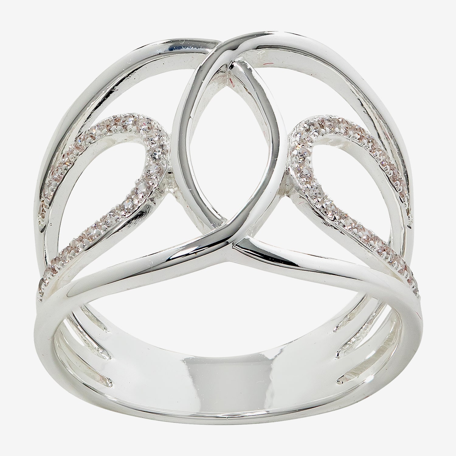 Sparkle Allure Womens Cubic Zirconia Pure Silver Over Brass Round Band