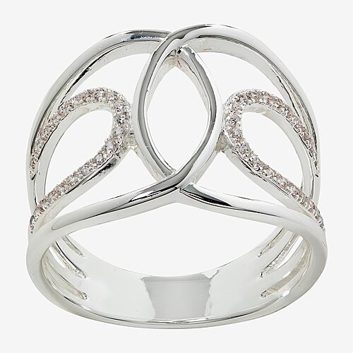 Sparkle Allure Womens Cubic Zirconia Pure Silver Over Brass Round Band, 9, Silver