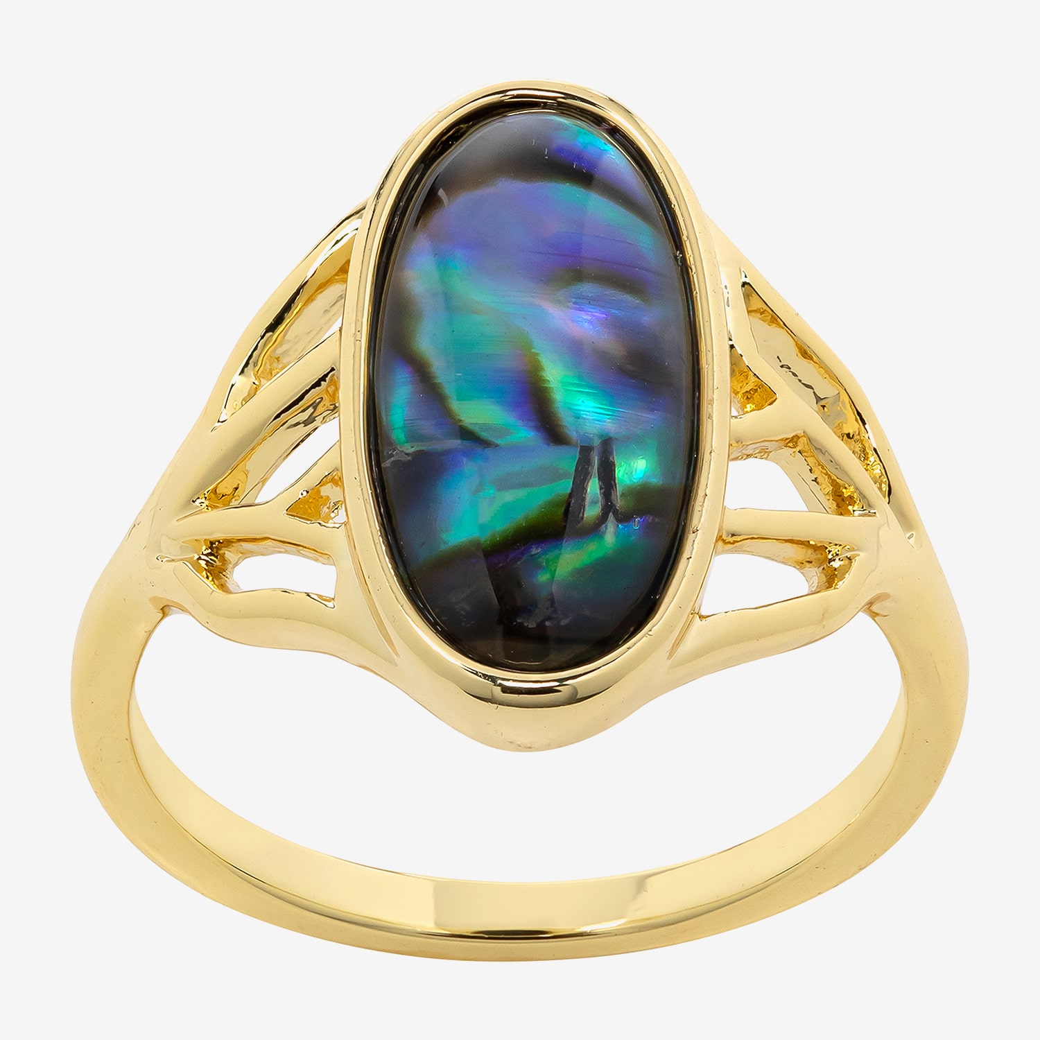 Sparkle Allure Womens Multi Color Cubic Zirconia 14K Gold Over Brass Oblong Cocktail Ring