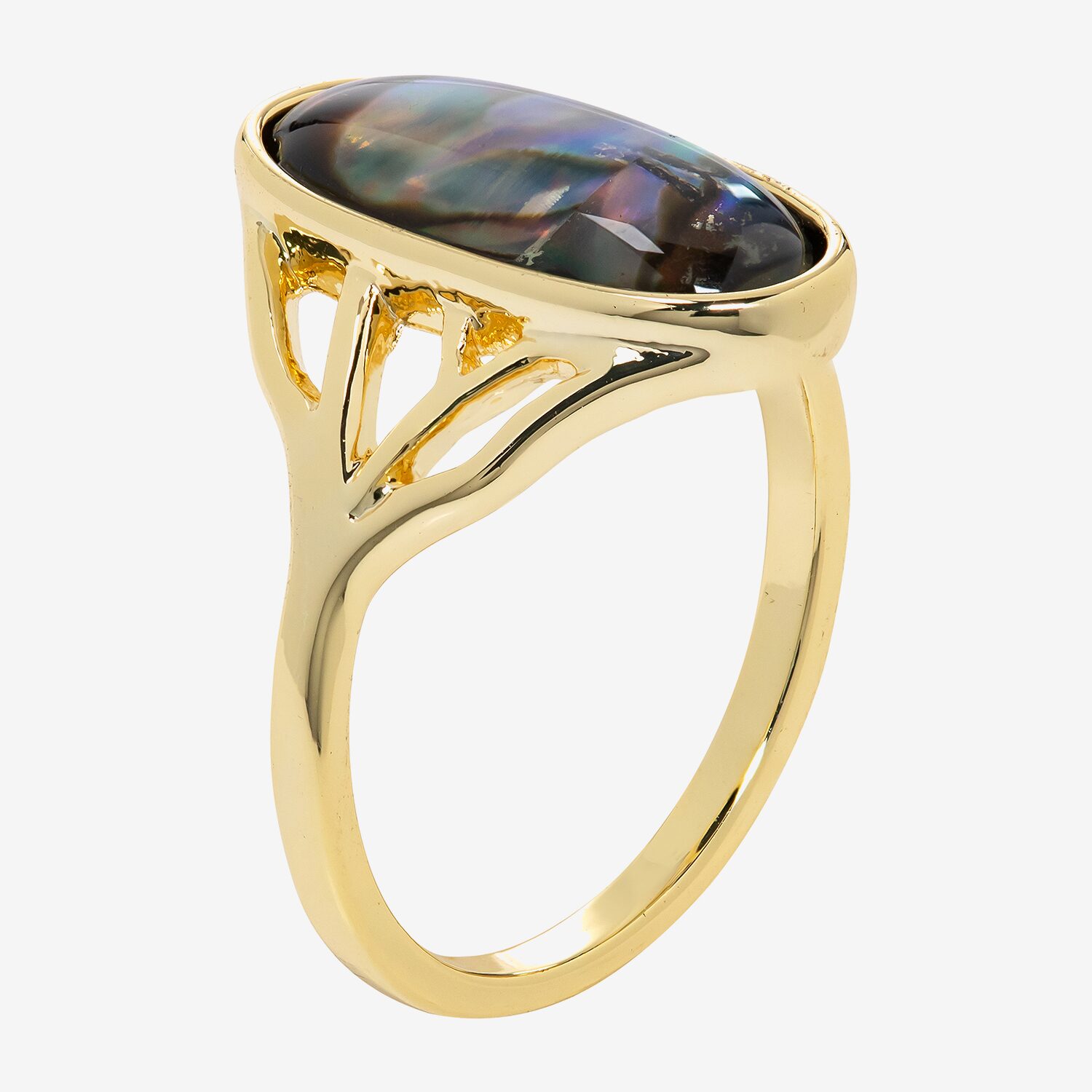 Sparkle Allure Womens Multi Color Cubic Zirconia 14K Gold Over Brass Oblong Cocktail Ring