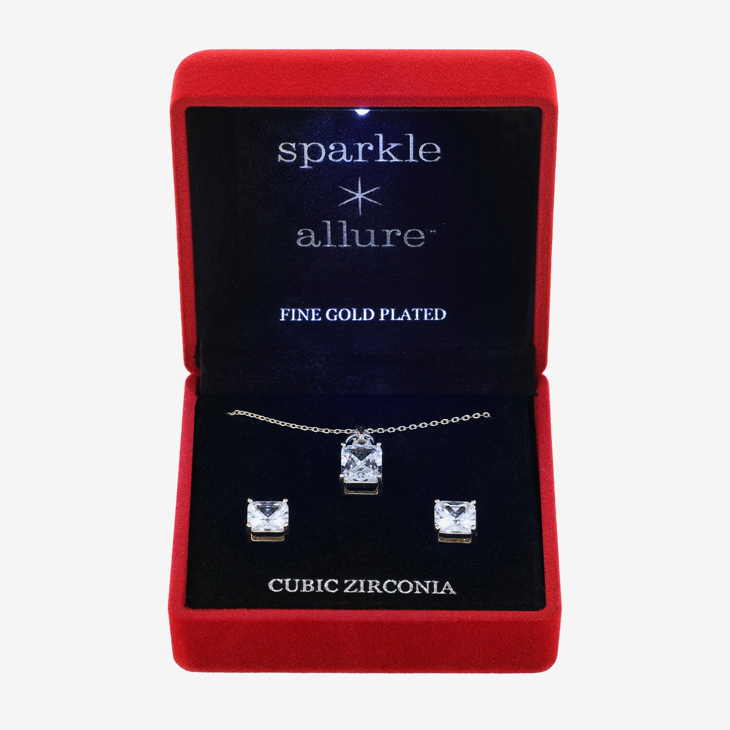 Sparkle Allure Womens Cubic Zirconia 14K Gold Over Brass Rectangular 2-pc. Jewelry Set