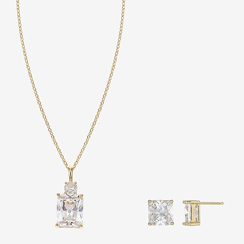 Sparkle Allure Womens Cubic Zirconia 14K Gold Over Brass Rectangular 2-pc. Jewelry Set, One Size, Yellow