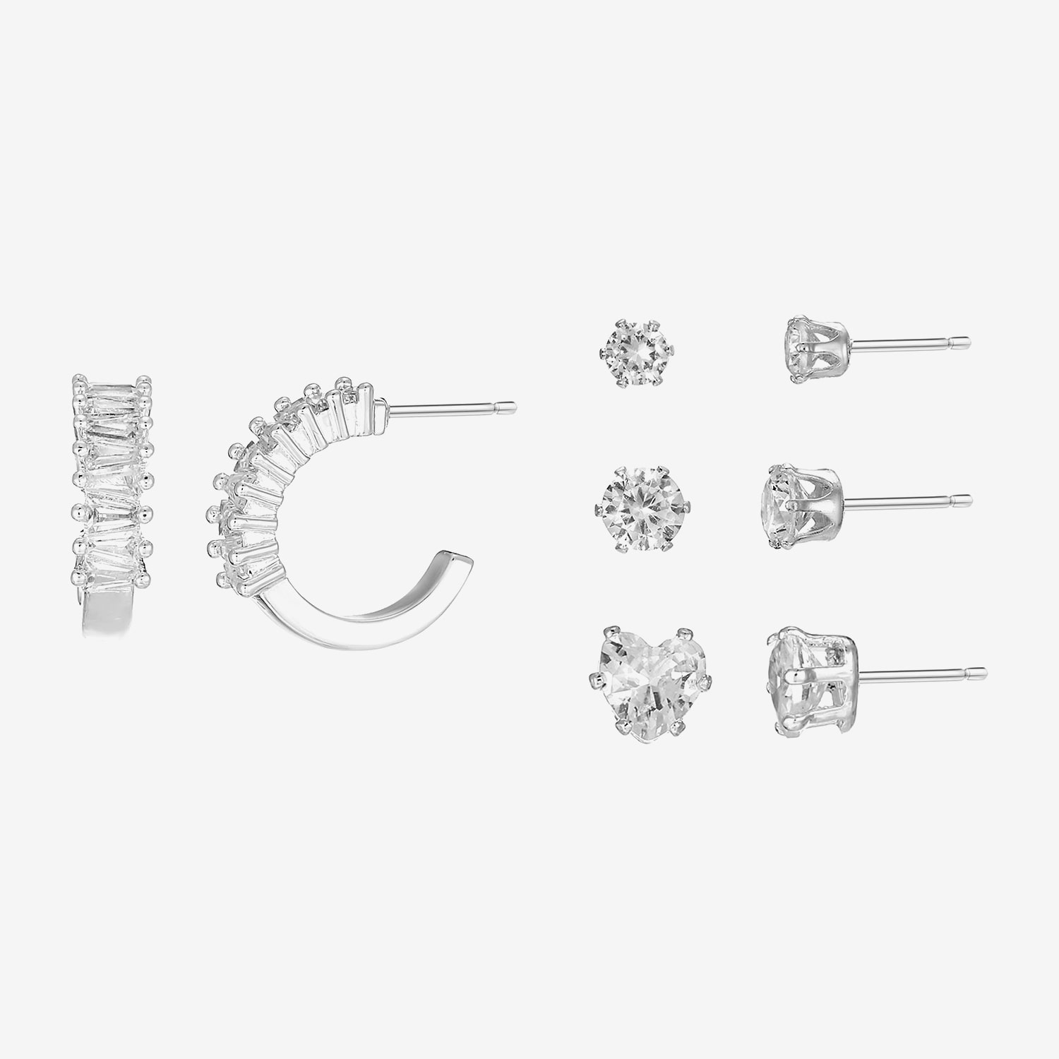 Sparkle Allure Womens Cubic Zirconia Pure Silver Over Brass 4 Pair Jewelry Set