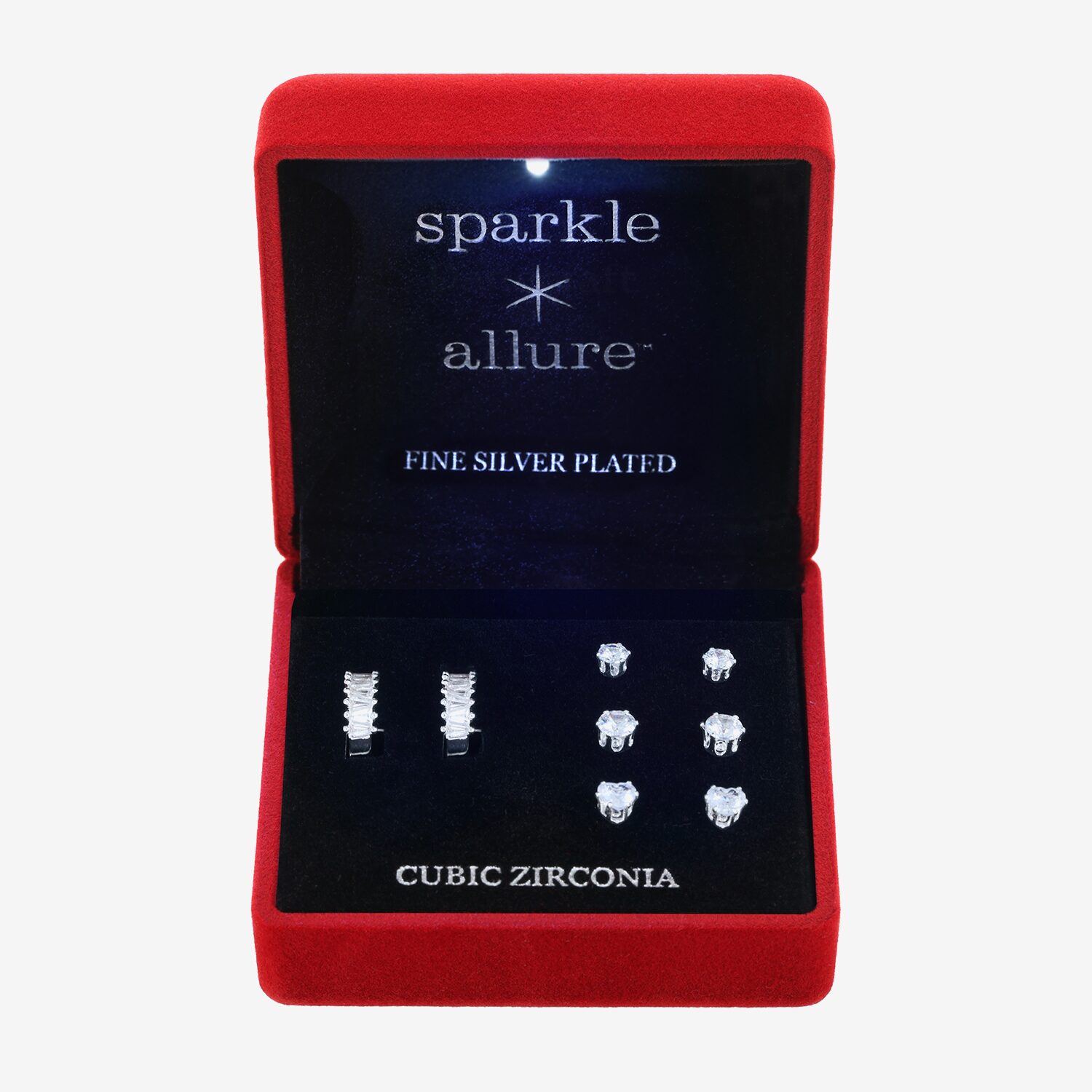 Sparkle Allure Womens Cubic Zirconia Pure Silver Over Brass 4 Pair Jewelry Set