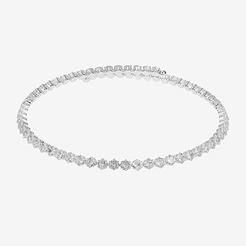 Sparkle Allure Womens Cubic Zirconia Pure Silver Over Brass Tennis Necklace, One Size, Silver