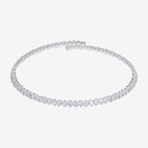 Sparkle Allure Womens Cubic Zirconia Pure Silver Over Brass Tennis Necklace, One Size, Silver