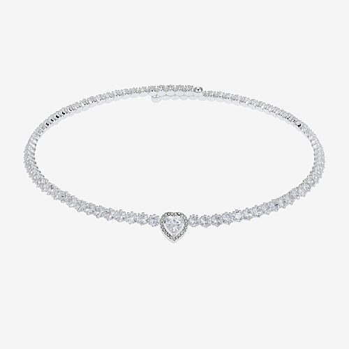 Sparkle Allure Womens Cubic Zirconia Pure Silver Over Brass Tennis Necklace, One Size, Silver