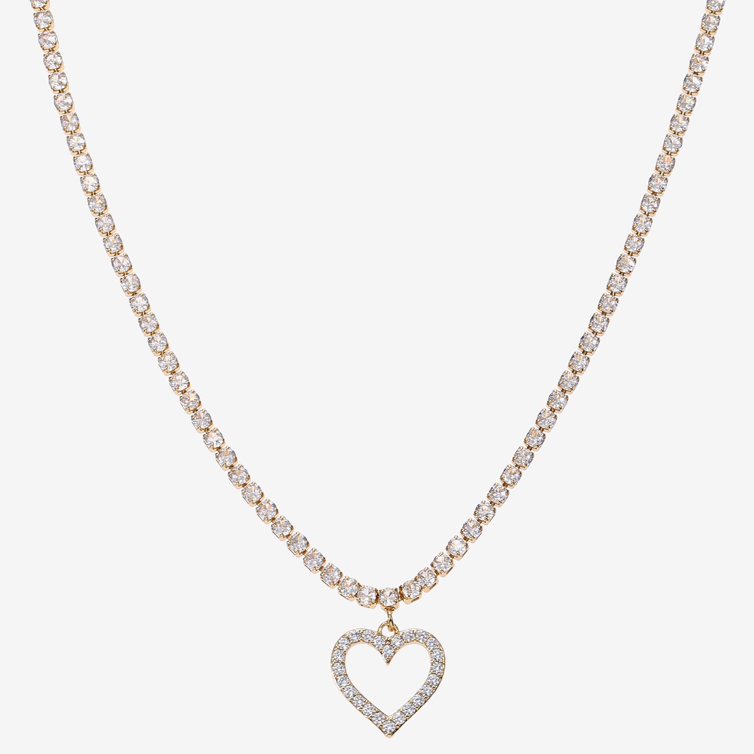 Sparkle Allure Womens Cubic Zirconia 14K Gold Over Brass Tennis Necklace