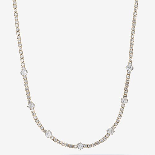 Sparkle Allure Womens Cubic Zirconia 14K Gold Over Brass 16 Inch Tennis Necklace, One Size, Yellow