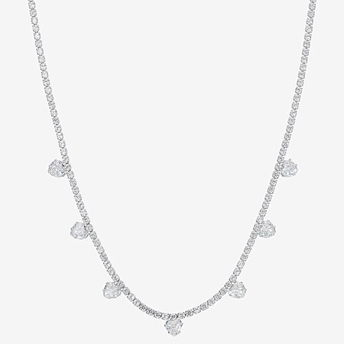 Sparkle Allure Womens Cubic Zirconia Pure Silver Over Brass 16 Inch Tennis Necklace, One Size, Silver