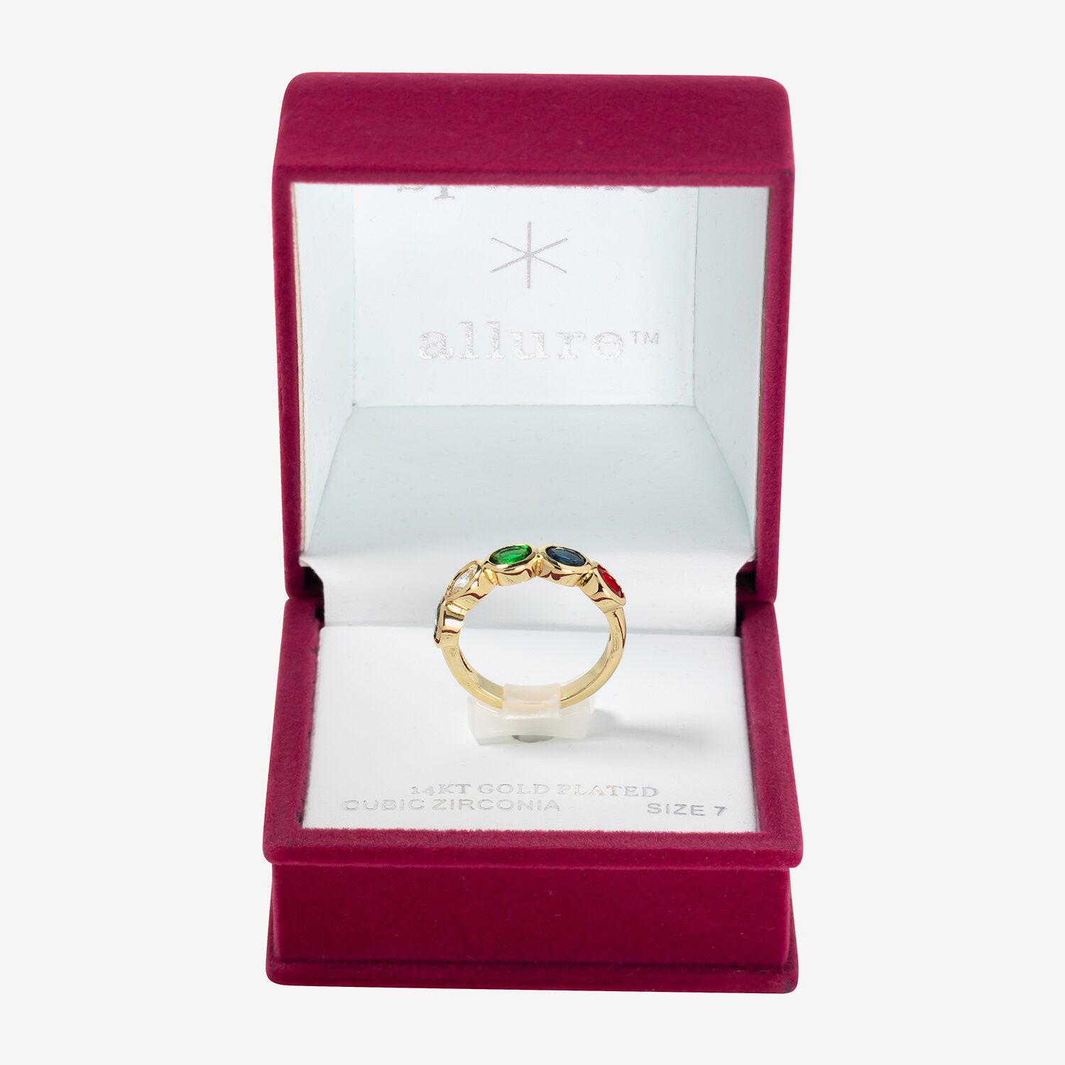 Sparkle Allure Womens 2.5MM Multi Color Cubic Zirconia 14K Gold Over Brass Oval Band