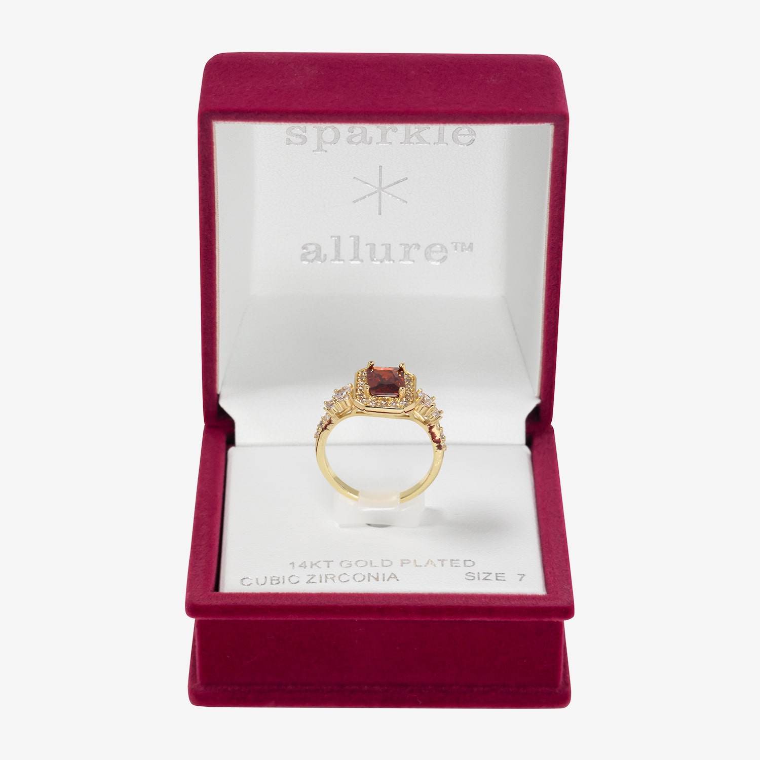 Sparkle Allure Womens Cubic Zirconia 14K Gold Over Brass Halo Cocktail Ring