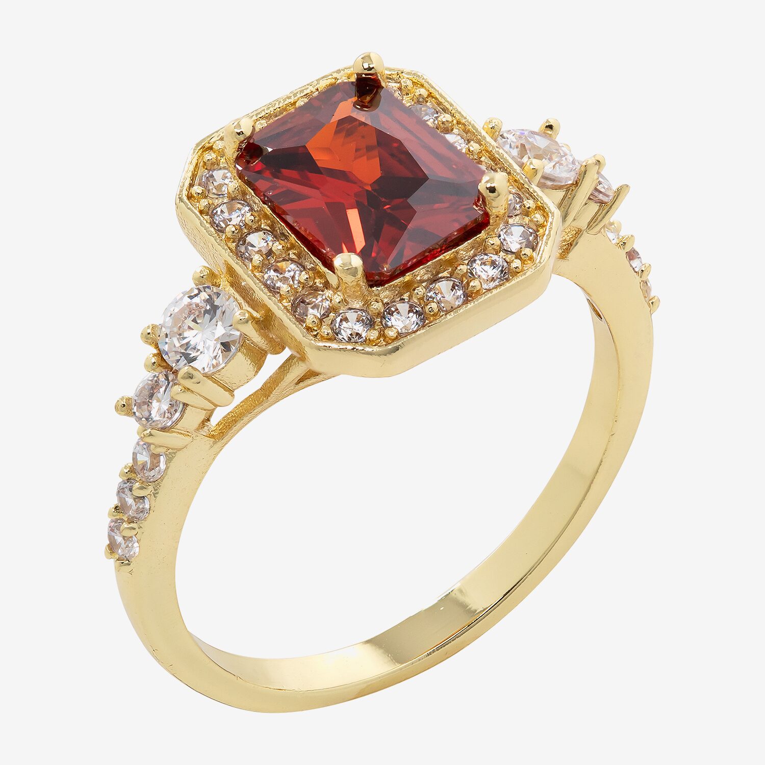 Sparkle Allure Womens Cubic Zirconia 14K Gold Over Brass Halo Cocktail Ring
