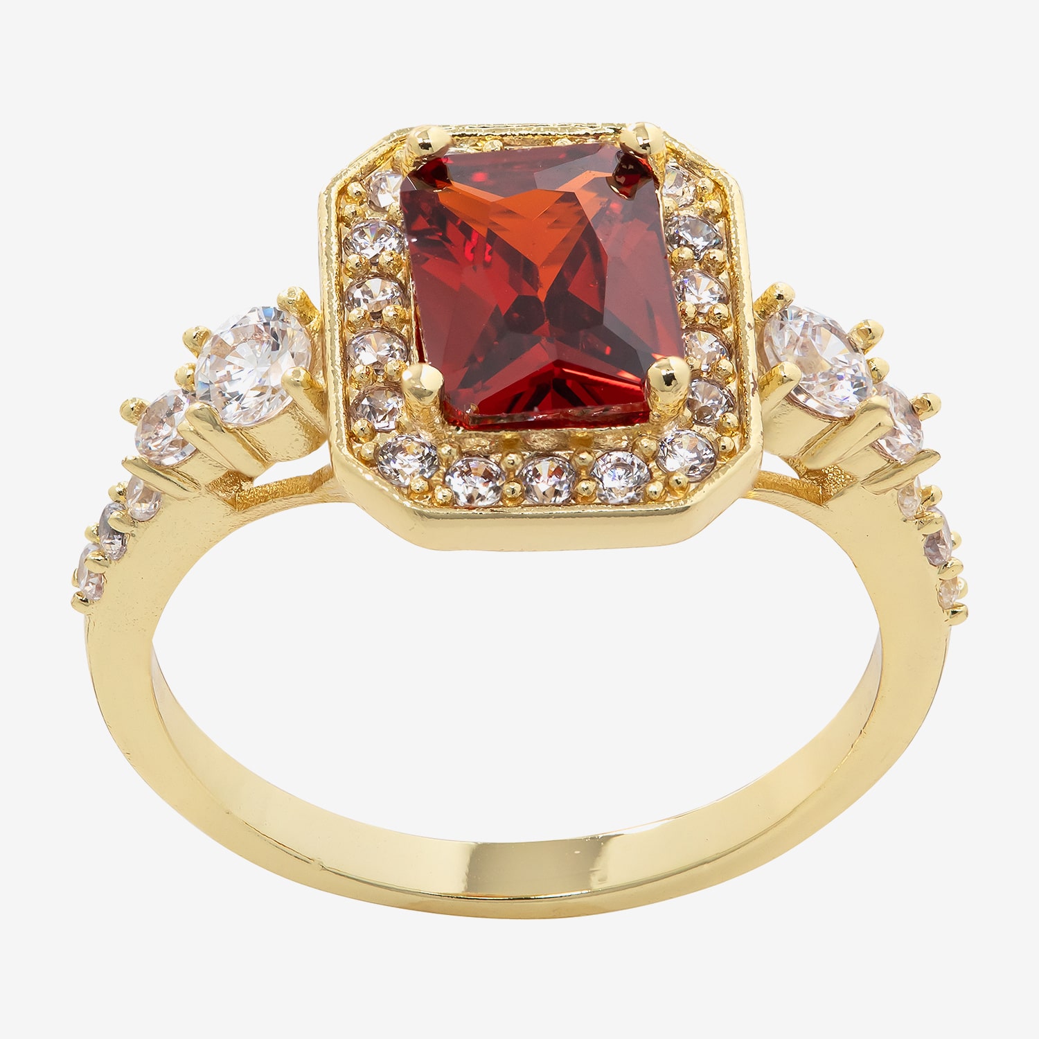 Sparkle Allure Womens Cubic Zirconia 14K Gold Over Brass Halo Cocktail Ring