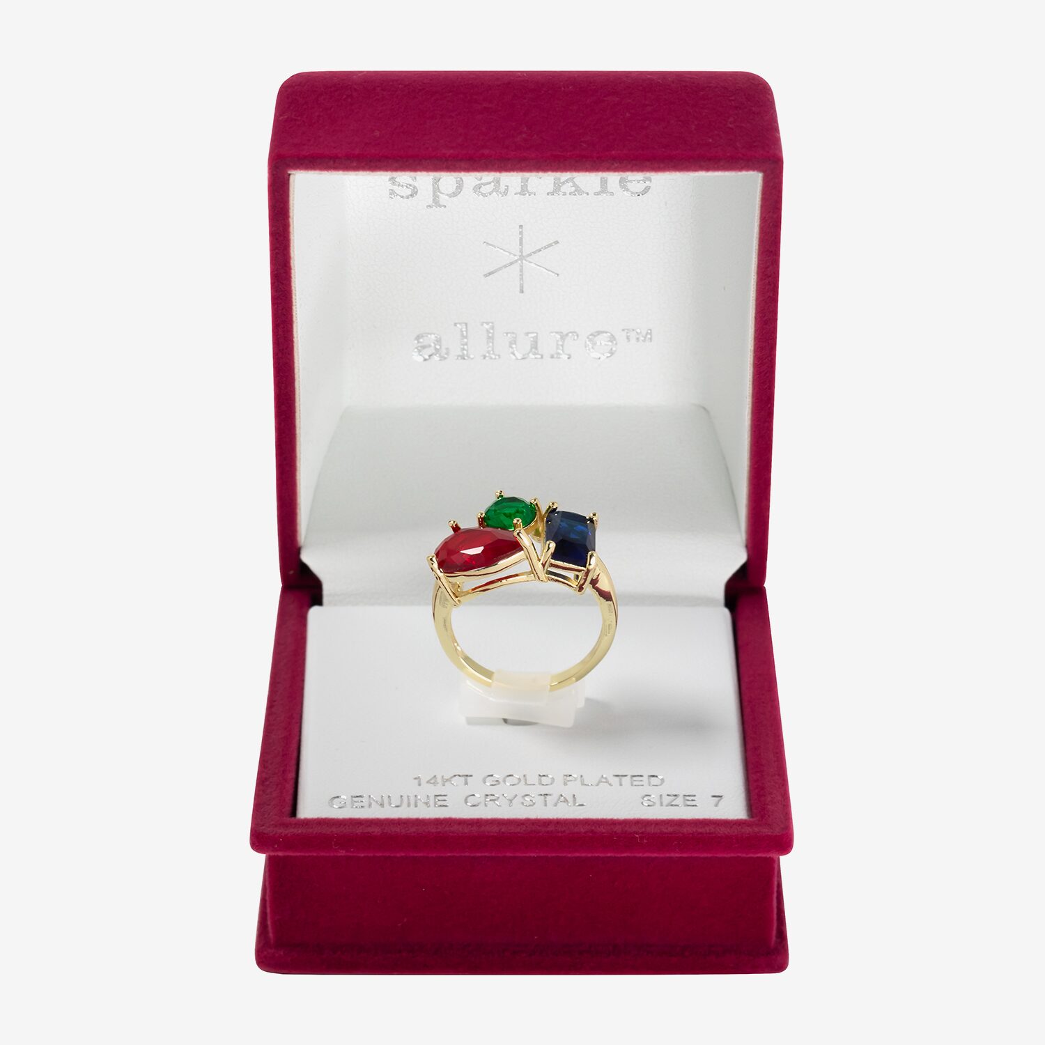 Sparkle Allure Womens Multi Color Cubic Zirconia 14K Gold Over Brass Round Cluster Cocktail Ring