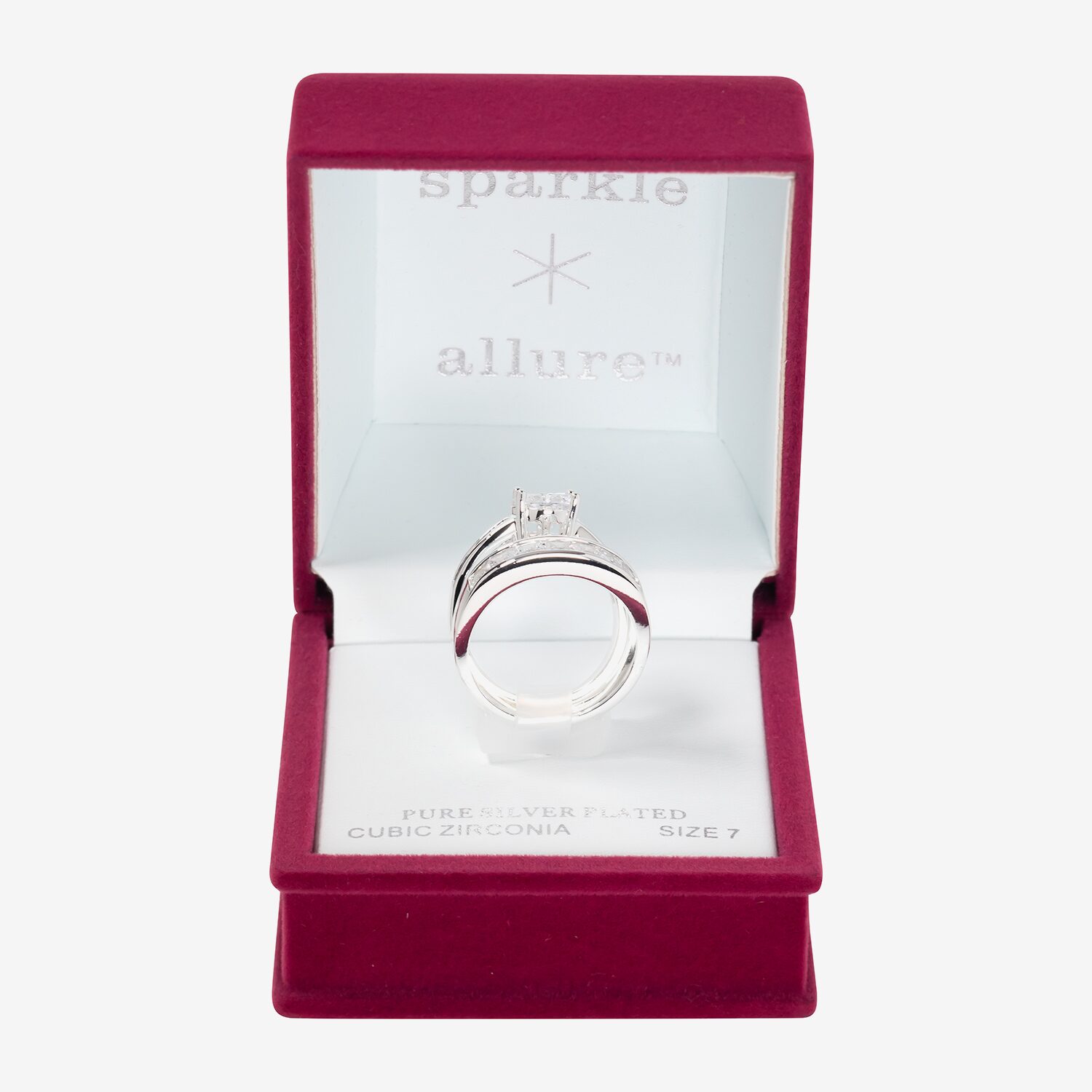 Sparkle Allure Womens White Cubic Zirconia Pure Silver Over Brass Round Bridal Set