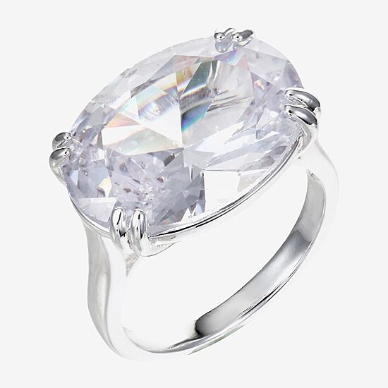 Sparkle Allure Womens White Cubic Zirconia Pure Silver Over Brass Oval Engagement Ring